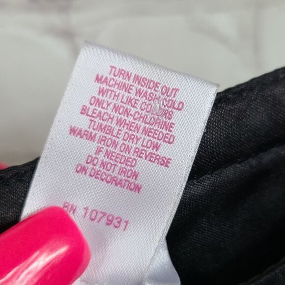 Justice Girls 14 Black Satin Sleeveless Fit & Flare Tier Ruffle Pink Heart Dress - Picture 11 of 11